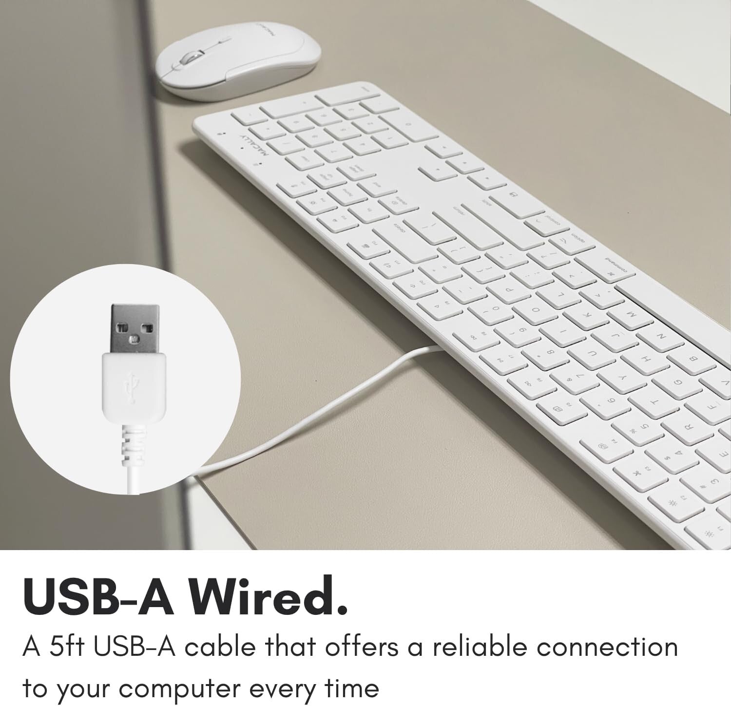 Full-Size Wired Keyboard for Mac and Windows - Scissor Keycaps & Shortcuts