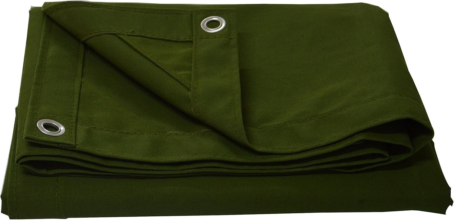 Multipurpose 8'x10' Olive Green Canvas Tarp - Ideal for Camping & Hunting