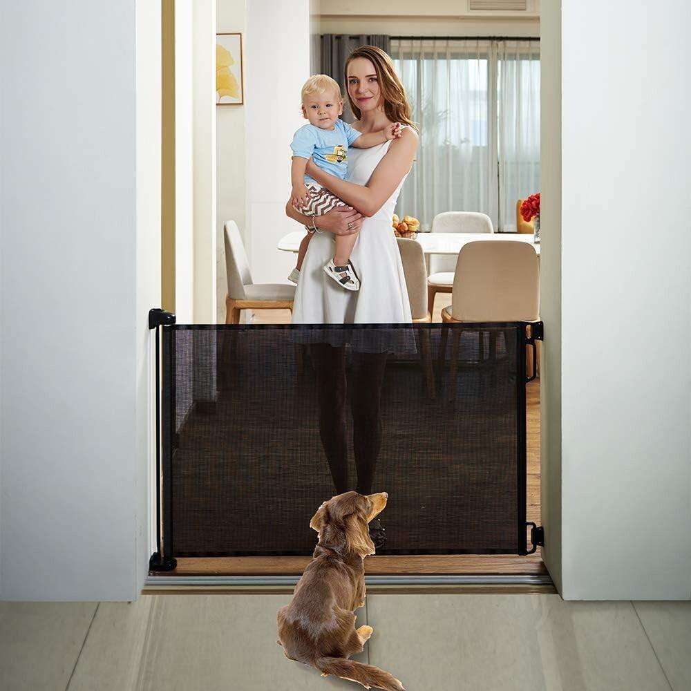 Durable 55'' Wide Retractable Safety Gate for Children & Pets - Easy to Install