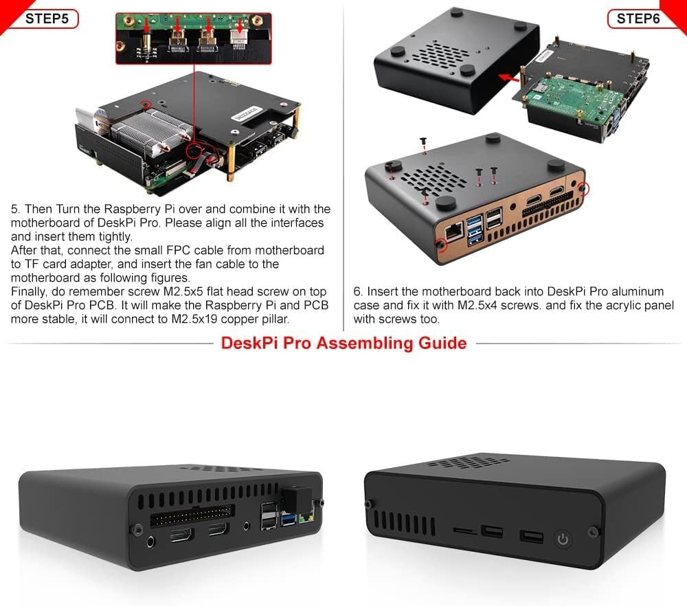 Acrylic DeskPi Pro V2 for Raspberry Pi 4: 2.5'' SSD/HDD Support & Cooling System