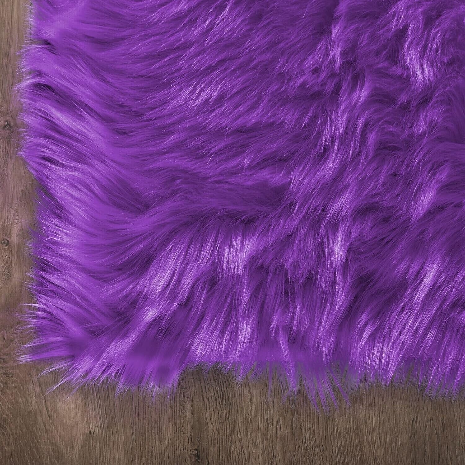 5ft Round Fluffy Purple Faux Fur Rug - Stylish Boho Decor for Living Spaces