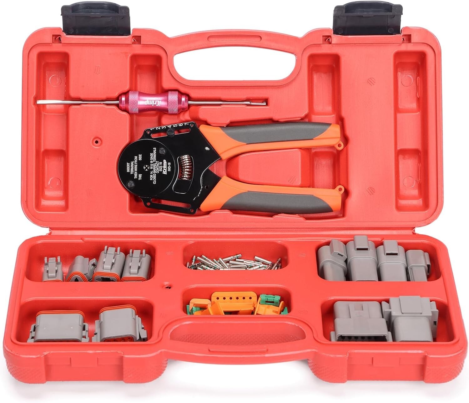 4 Way Indent Hand-Powered Crimper with Adjustable Force & Waterproof Connectors