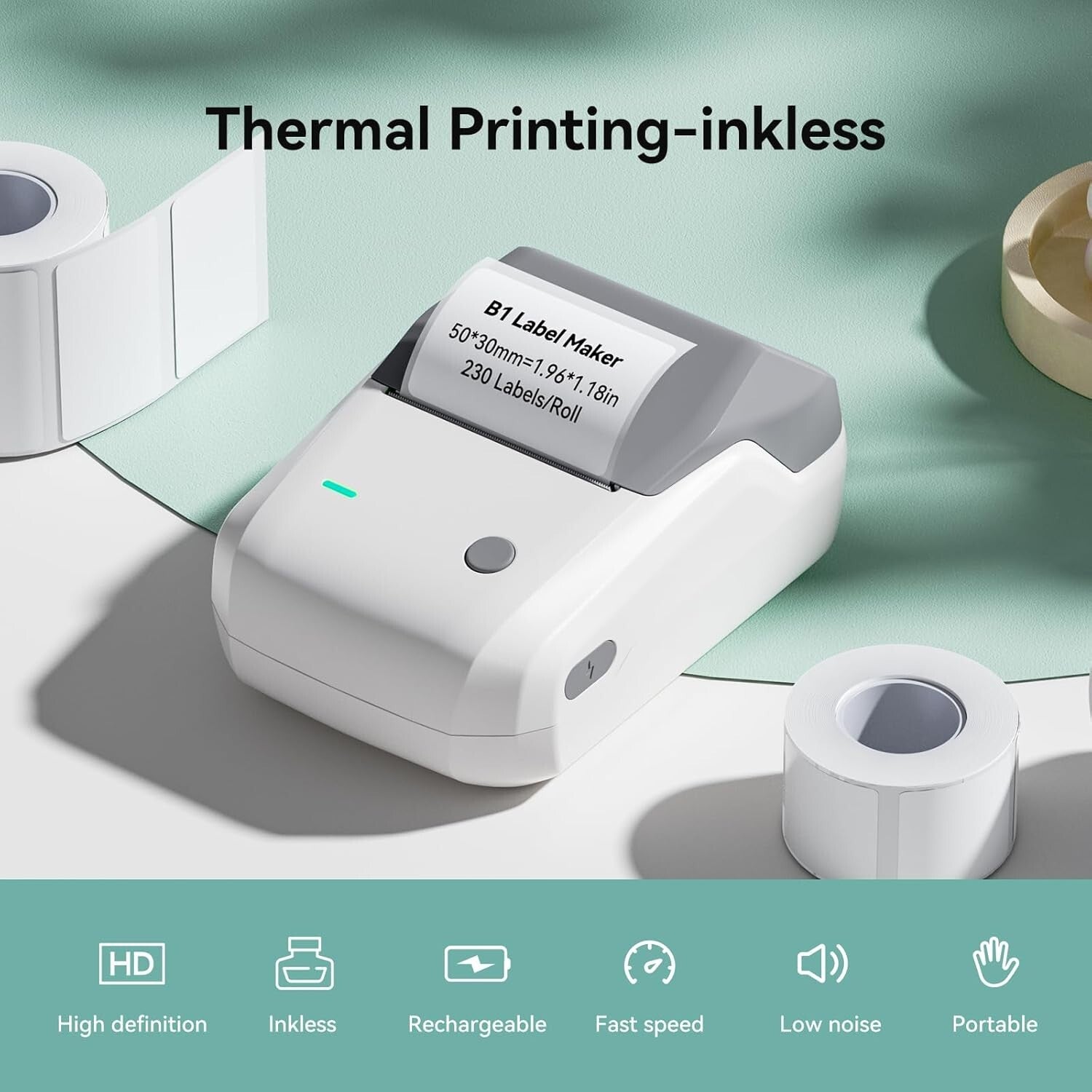 Efficient Gray-White Label Maker with Bluetooth & USB - Ideal for Small Business