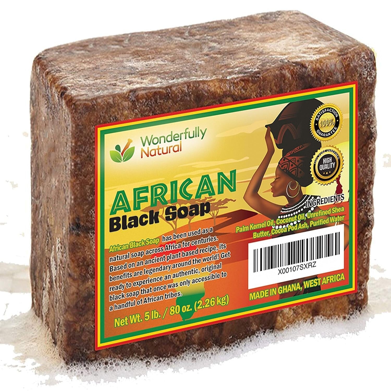 Raw Handcrafted African Black Soap - 5 lbs for Acne Prone & Sensitive Skin