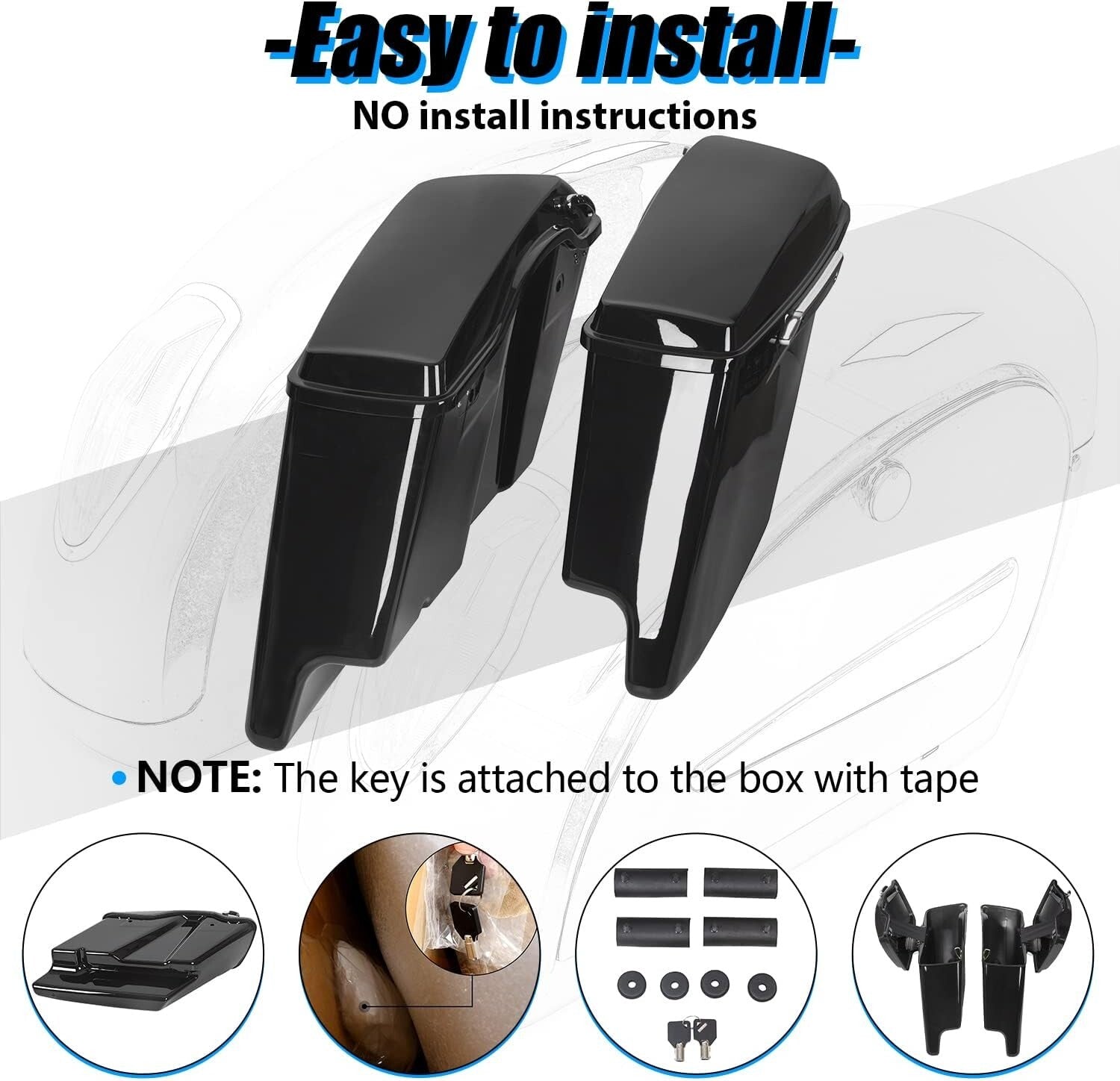 Classic 5'' Stretched Saddle Bags with Marker Lights for Harley Davidson Models