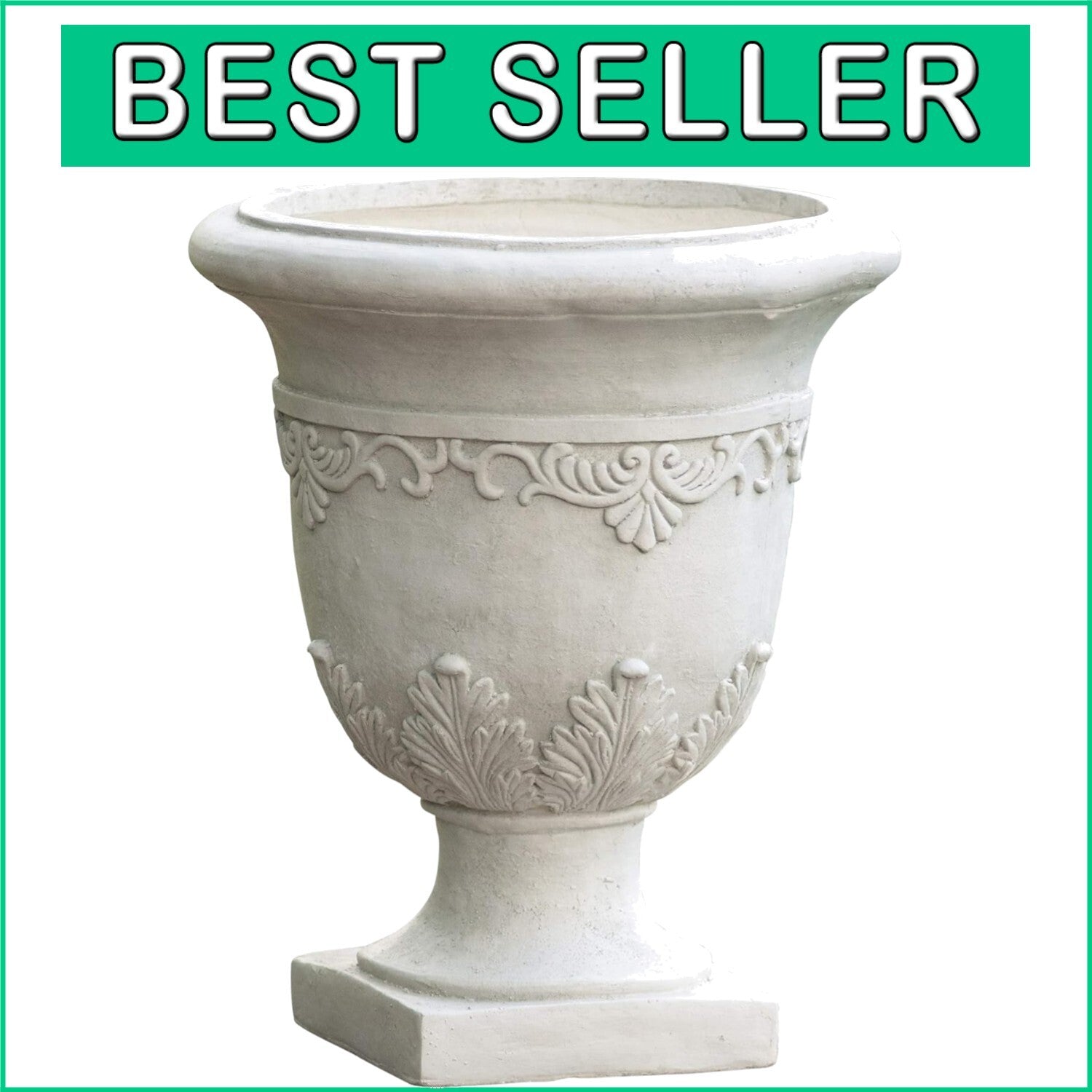Weather-Resistant 20" Antique White Moroccan Planter for Stunning Displays