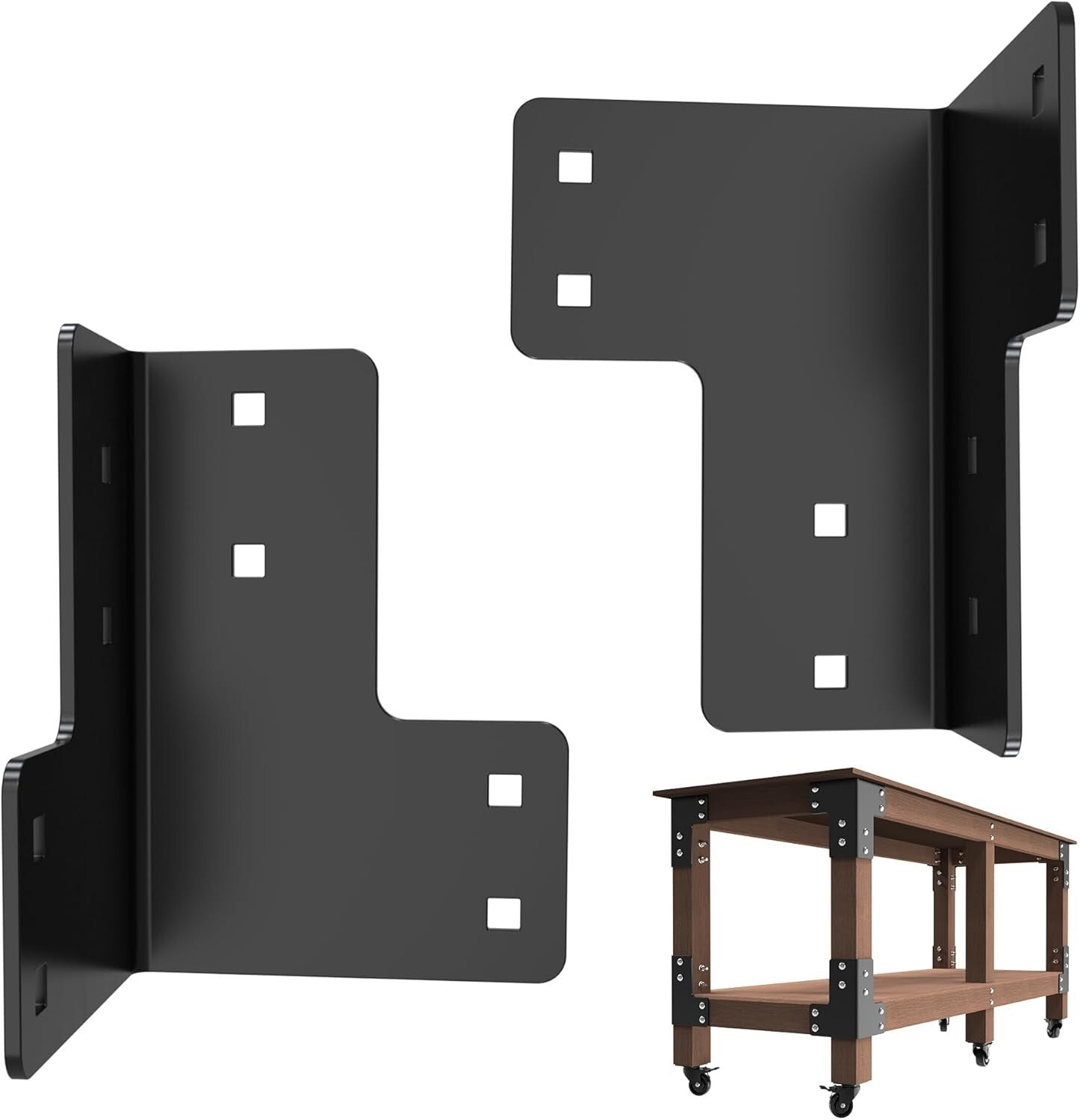 Black Coated 8pcs Heavy-Duty Brackets - Essential for Sturdy Workbench Setup