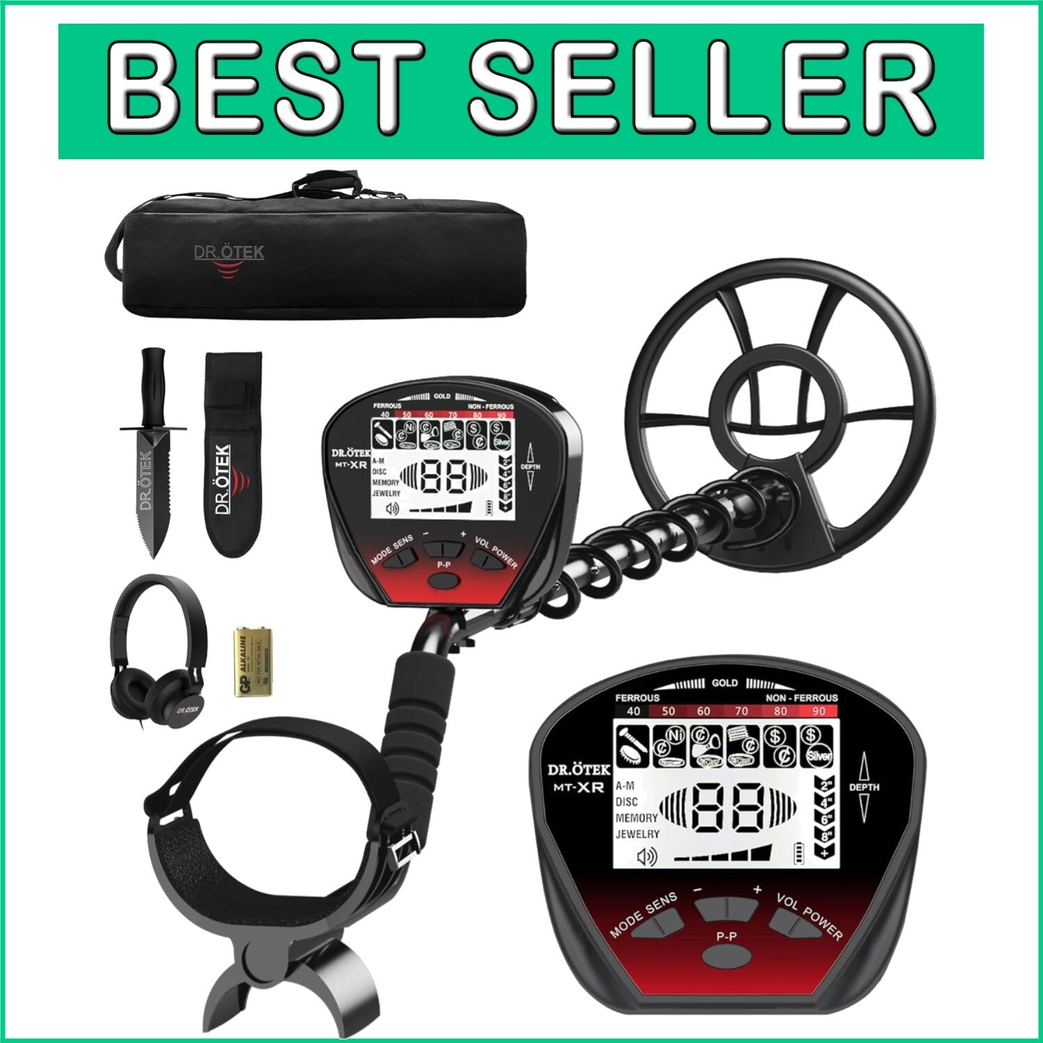 Durable Gold & Silver Metal Detector with Waterproof Coil - Easy-to-Use Design