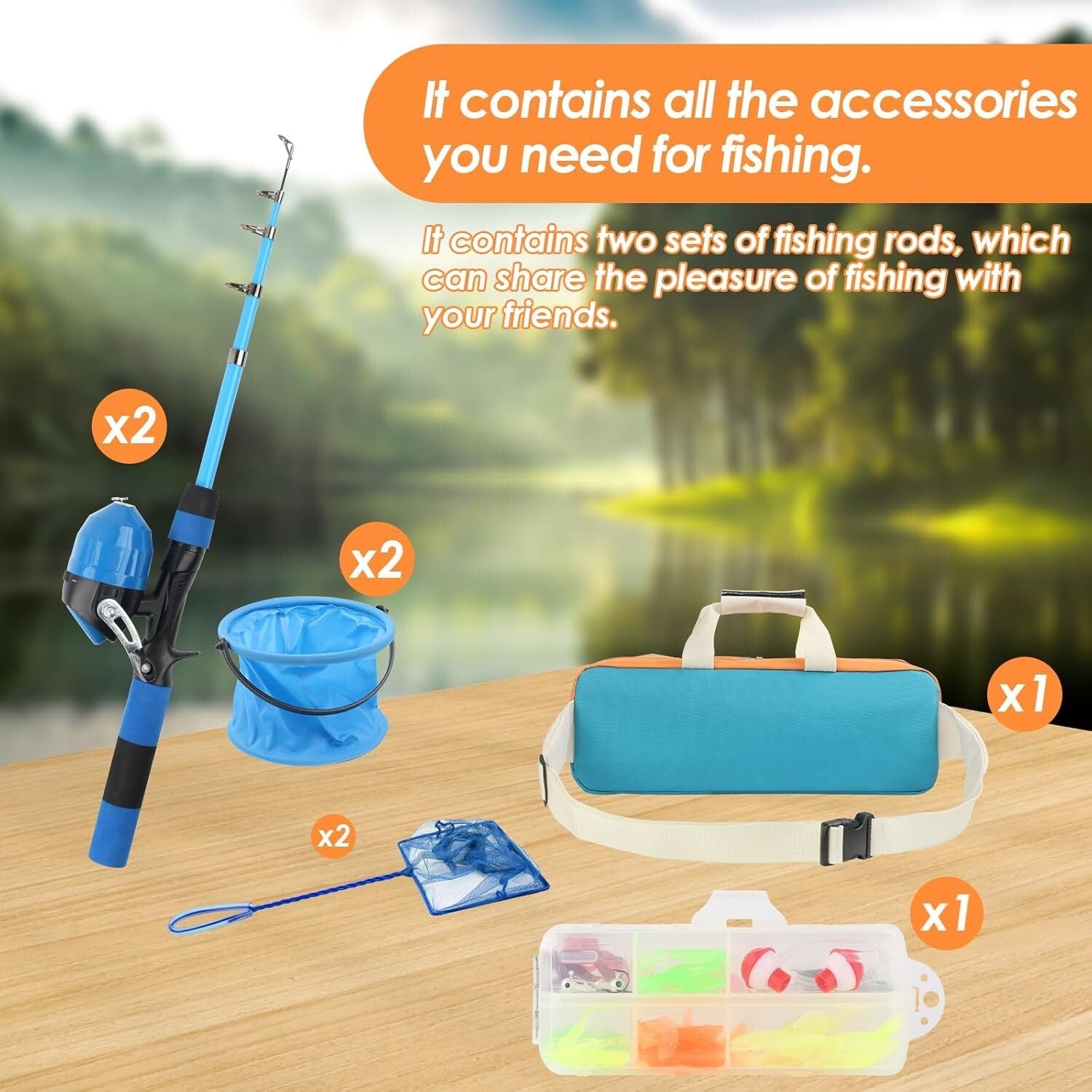 Lightweight 4.92FT Kids Fishing Rod Reel Combo with Accessories for Beginners