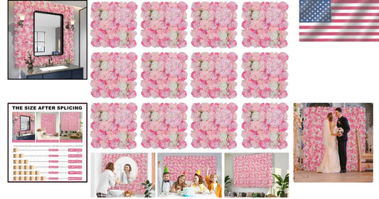 Stunning Pink Floral Wall Panels (12 Pieces) - Perfect for Weddings & Parties