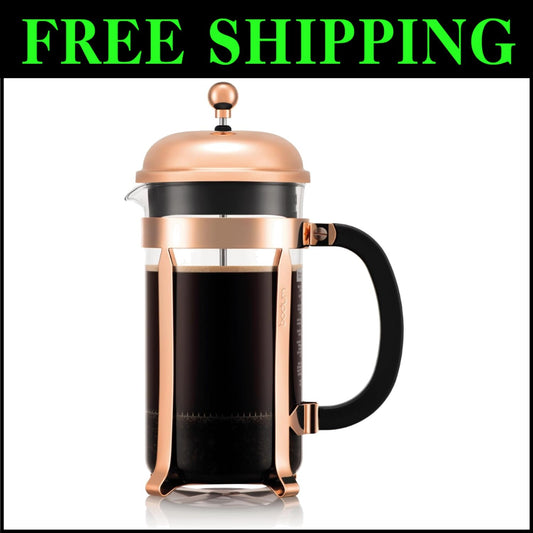 Borosilicate Chambord French Press Coffee Maker - 34oz Capacity & Stylish Design