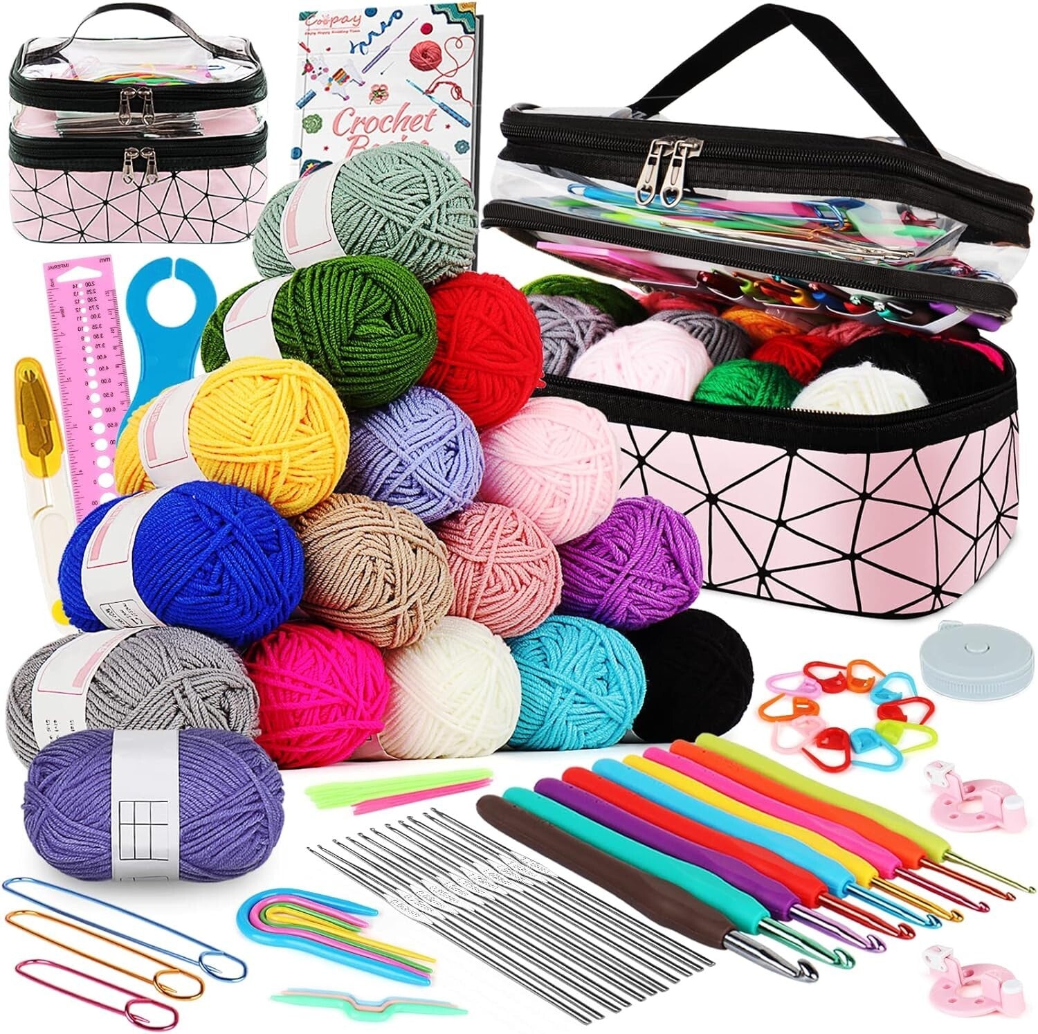All-in-One Crochet Kit for Kids & Adults - 71 Pieces for Creative Projects