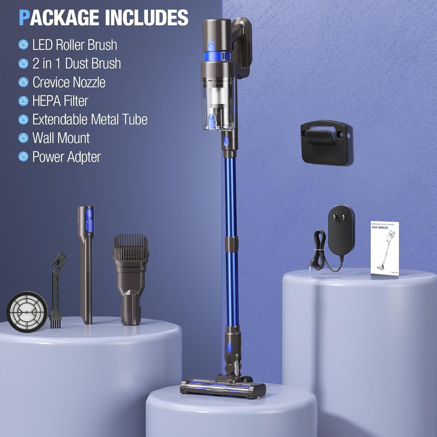 Ultra-Quiet 550W Cordless Vacuum with 3 Modes & LED Interface - Pet Hair Expert