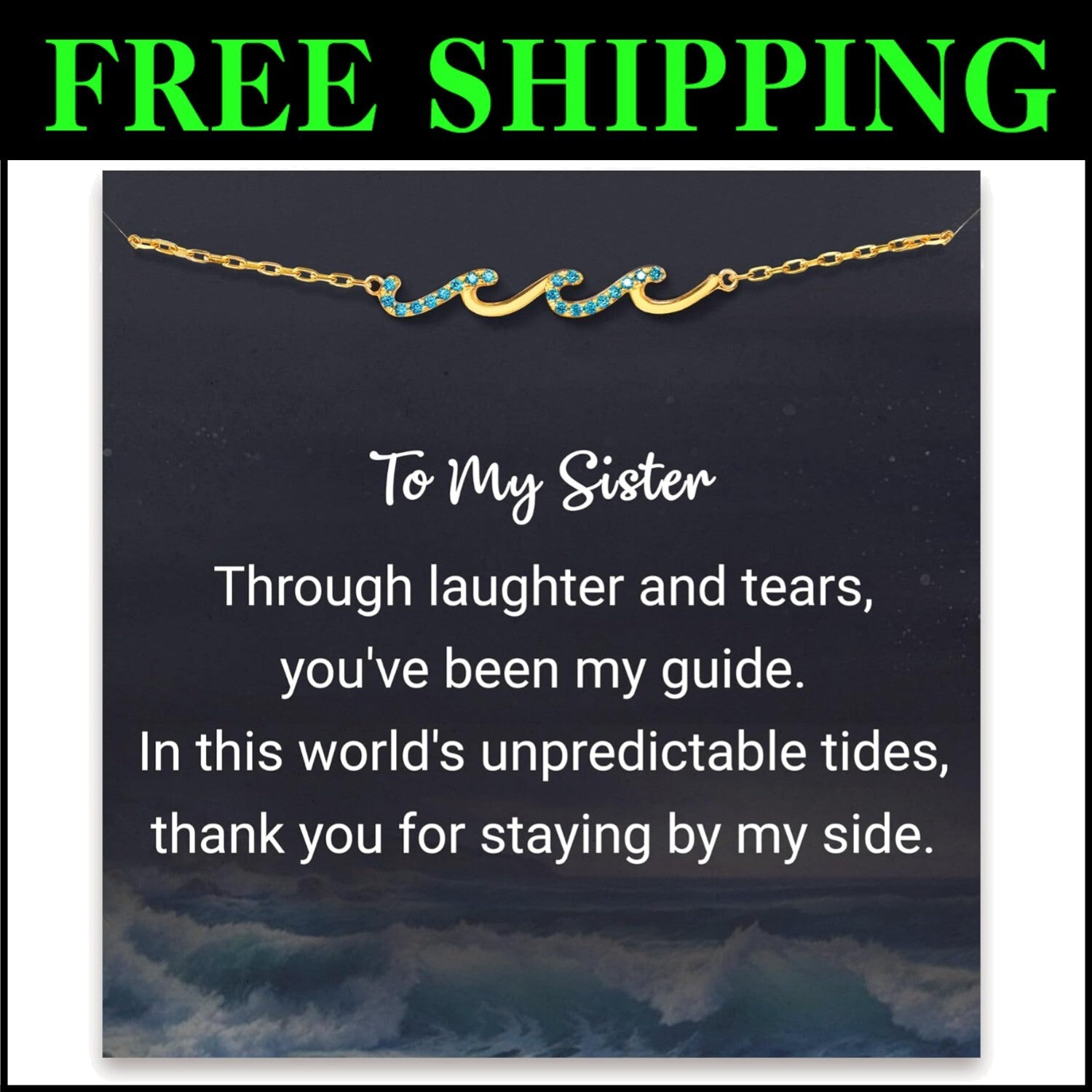 Retirement Gift for Women: Elegant Wave Bracelet with Sentimental Message Card