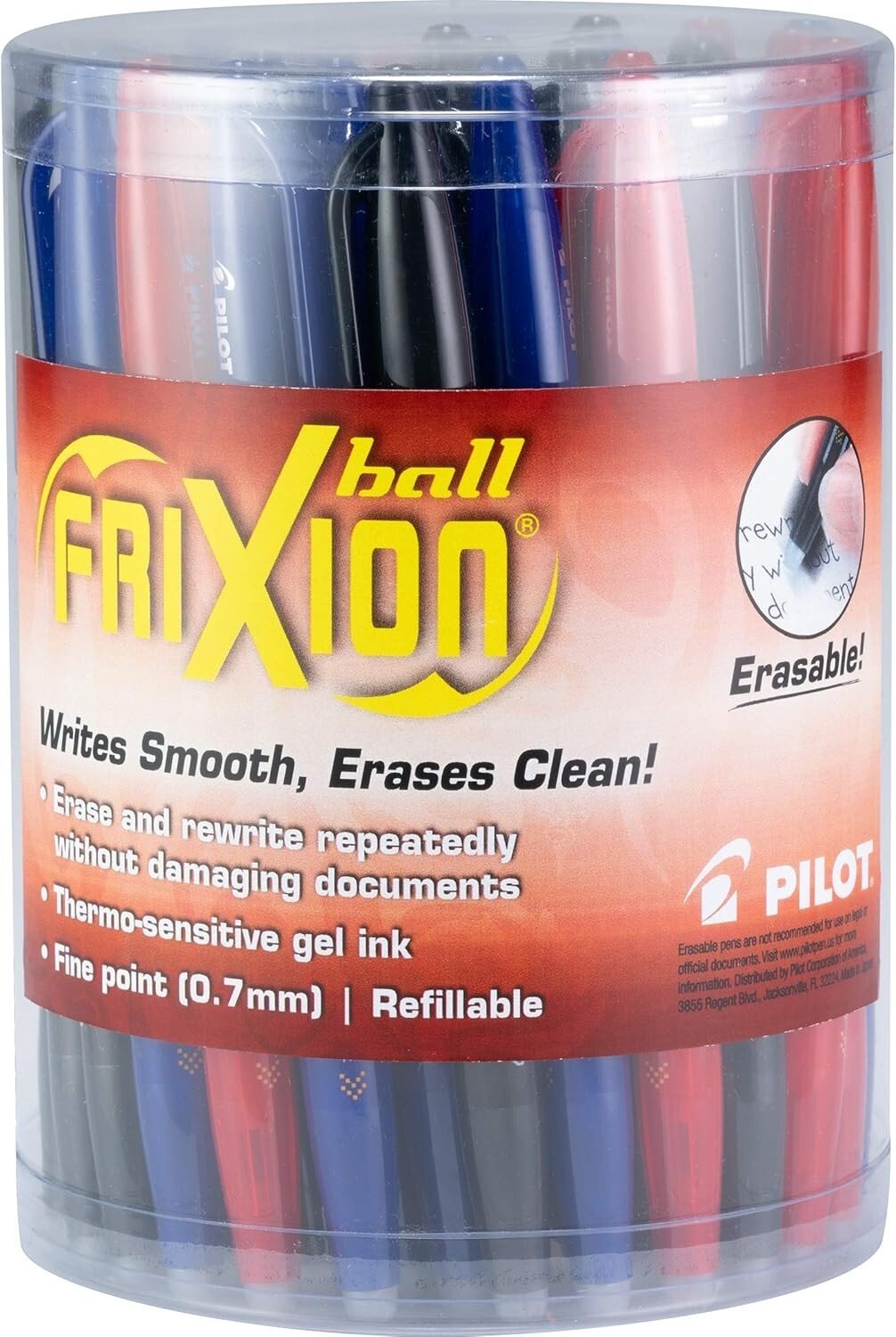 FriXion 0.7mm Erasable Pens Tub - 36 Smooth Writing Gel Pens in Multiple Colors