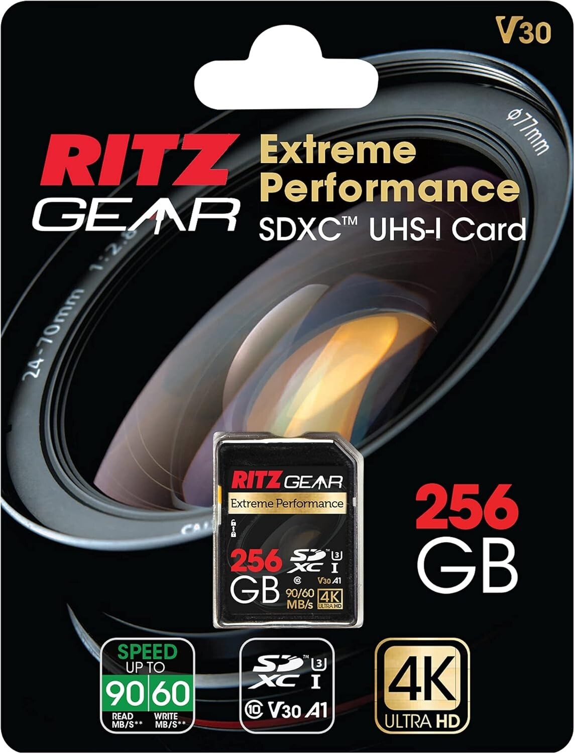 High-Speed 256GB SD Card for 4K Videos, Waterproof & Shockproof Protection