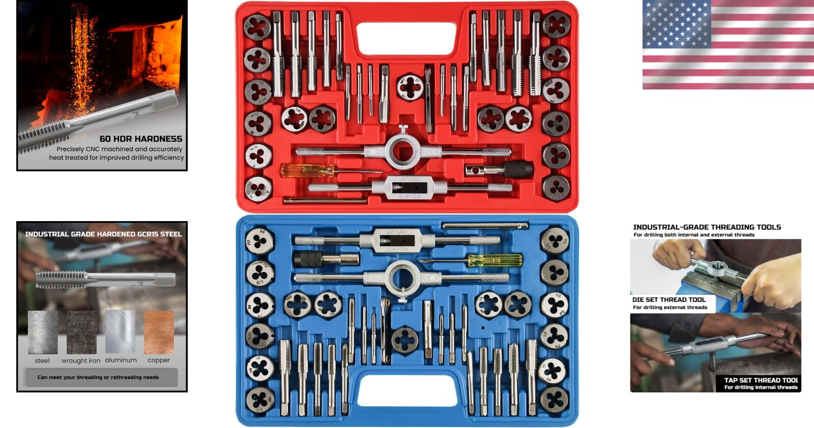 All-in-One 80 Piece Tap and Die Set for Internal & External Thread Repair