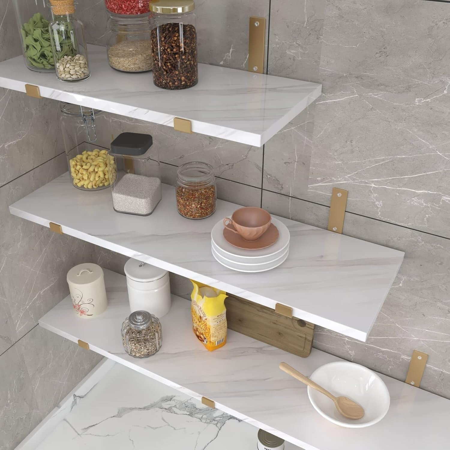 Self-Adhesive White Marble Contact Paper for Countertops & Cabinets - 35"x197"