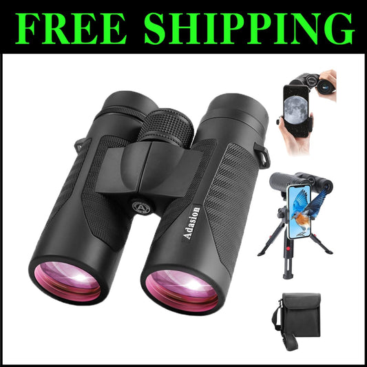 Versatile 12x42 Binoculars with Phone Adapter - Ideal for Travel & Sports