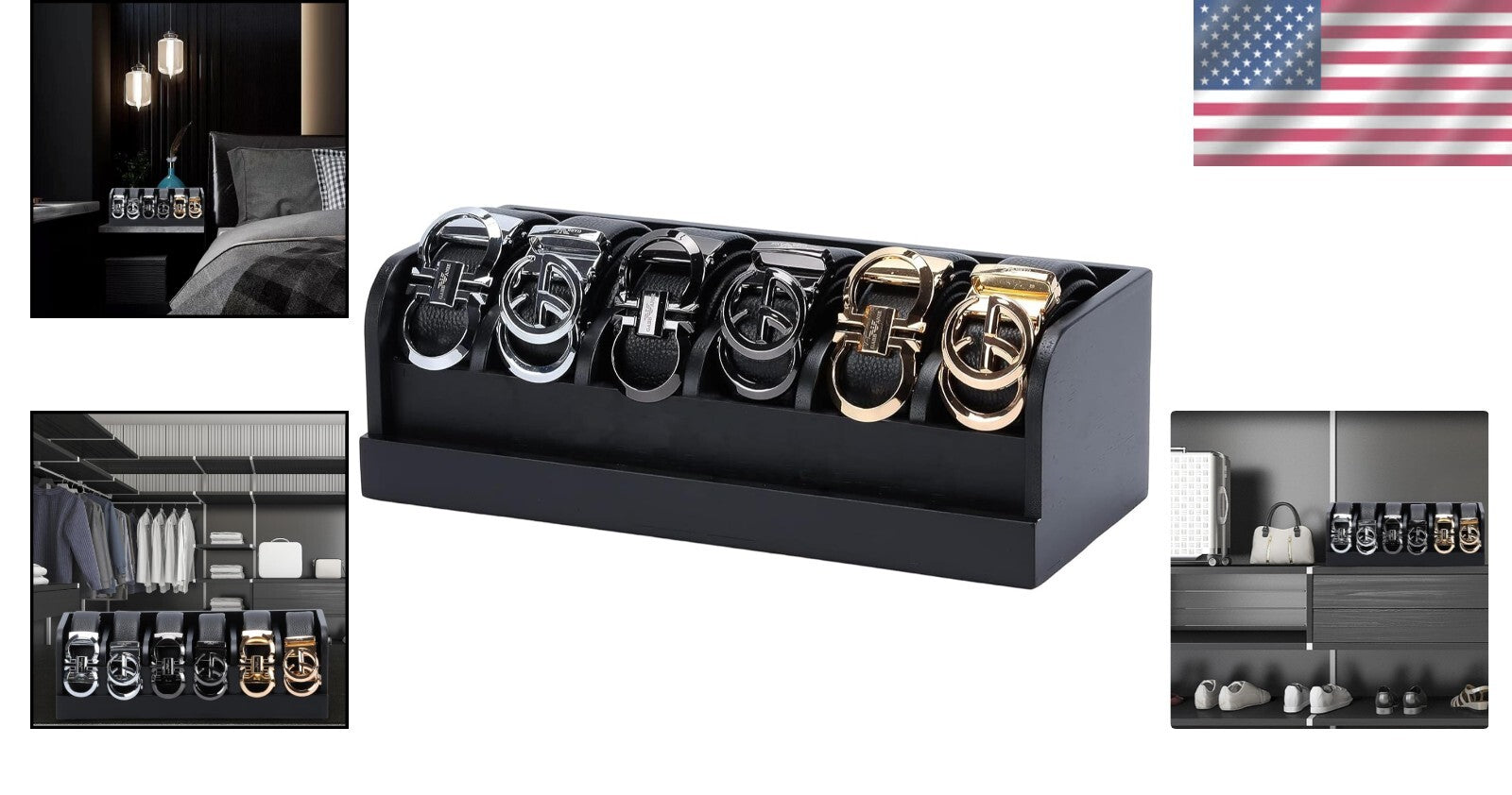 Eco-Friendly Portable Bamboo Belt Storage Organizer - Space-Saving & Stylish