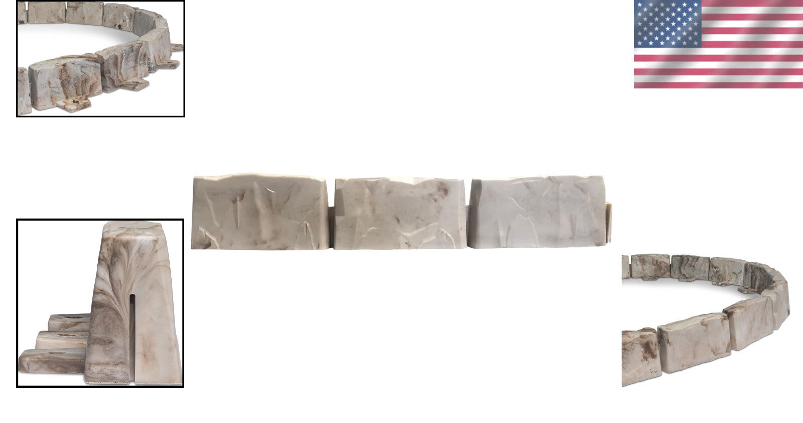 No-Dig Decorative Stone-Look Landscape Edging with Anchoring Spikes - 90 ft Kit