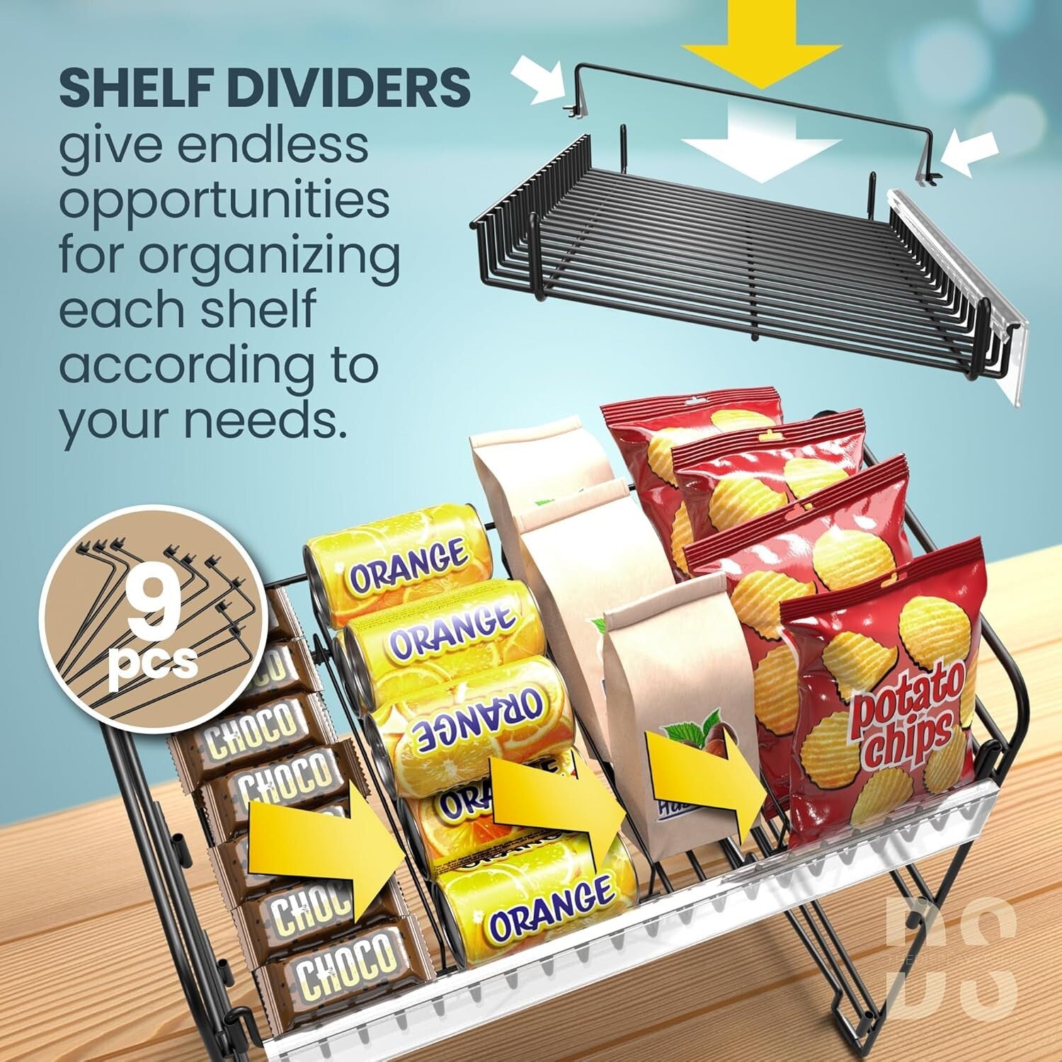 Versatile Black Metal Snack Rack with Clips - Perfect for Concession Stands