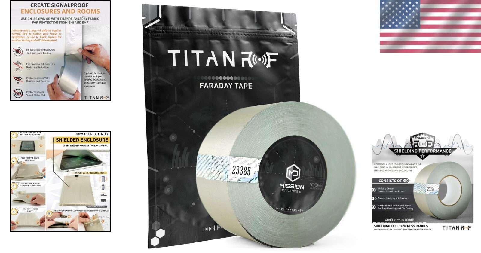 2.5in Wide TitanRF Faraday Tape - 164ft Conductive Adhesive for RF Shielding