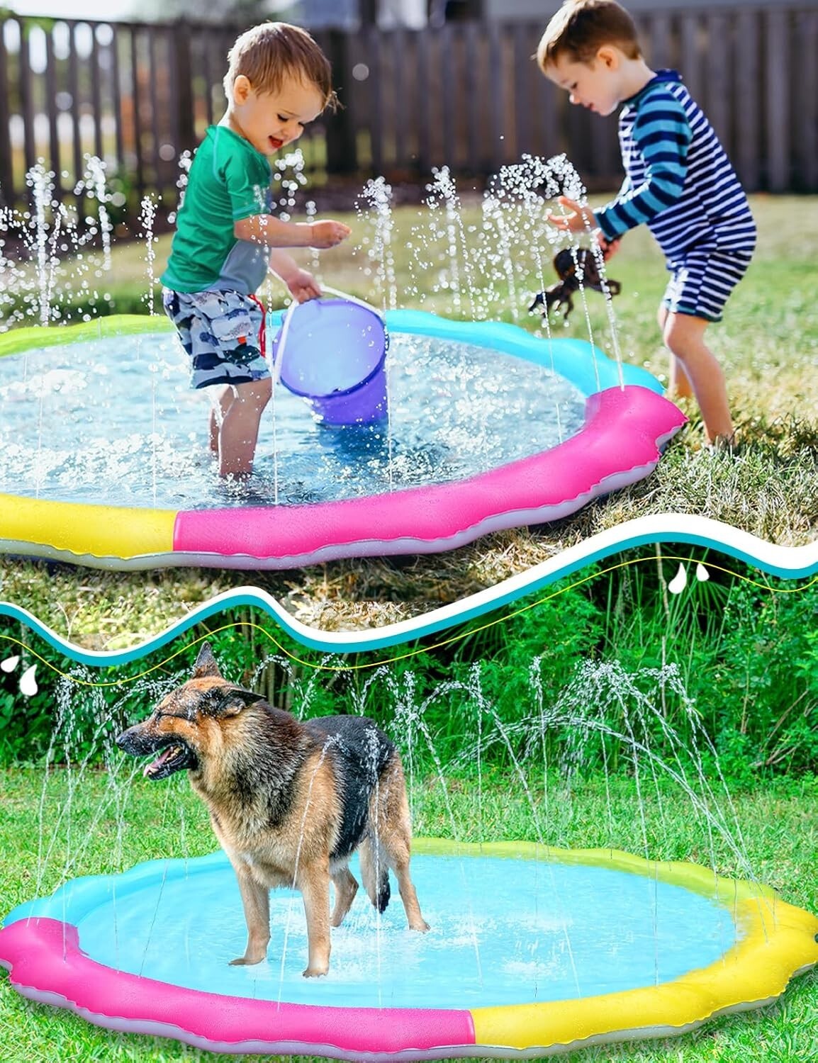 XXL Non-Slip Splash Pad Sprinkler for Kids & Pets - 87 Inch Fun Outdoor Mat
