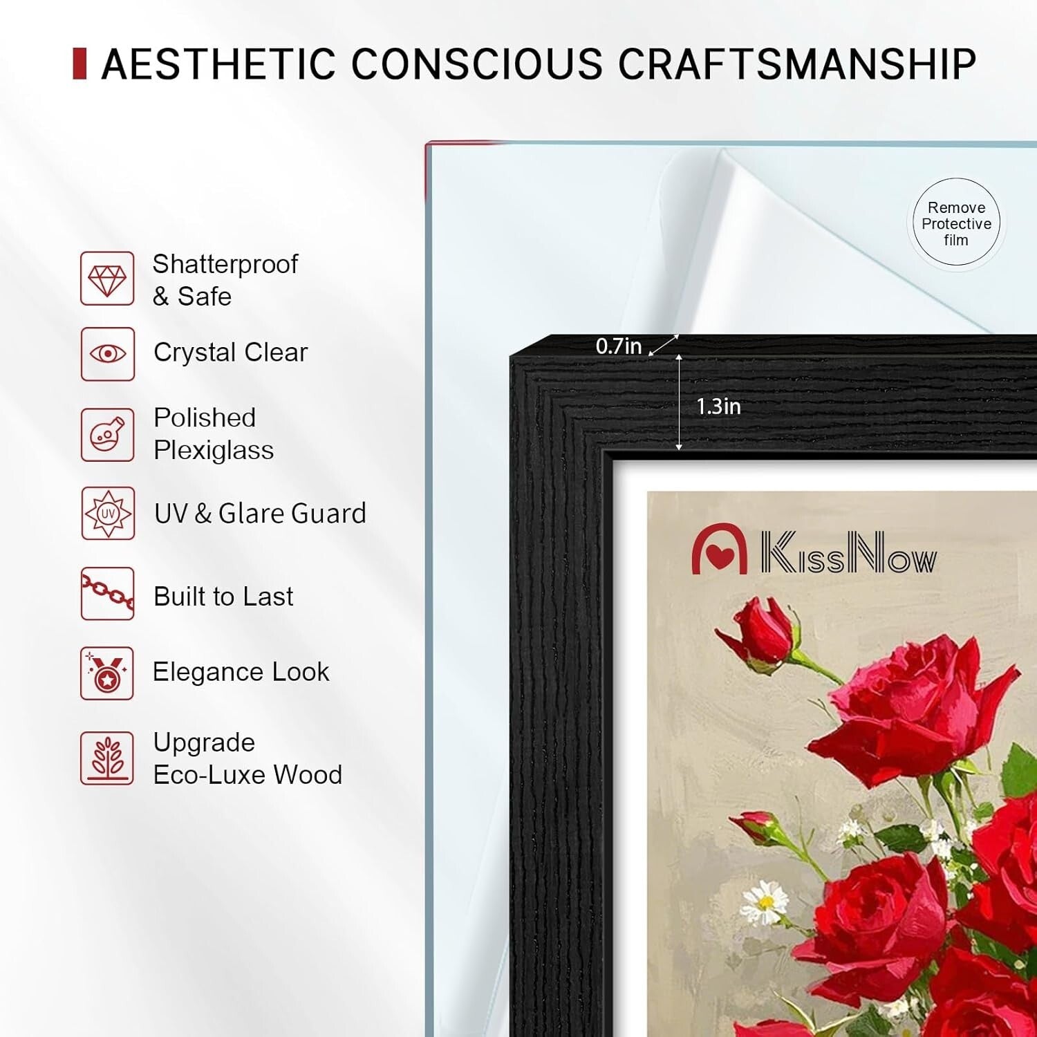 Versatile 11x17 Wooden Frames - Textured Black, Vertical & Horizontal Display