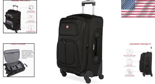 Durable 21-Inch Sion Softside Spinner Suitcase with Multi-Directional Wheels