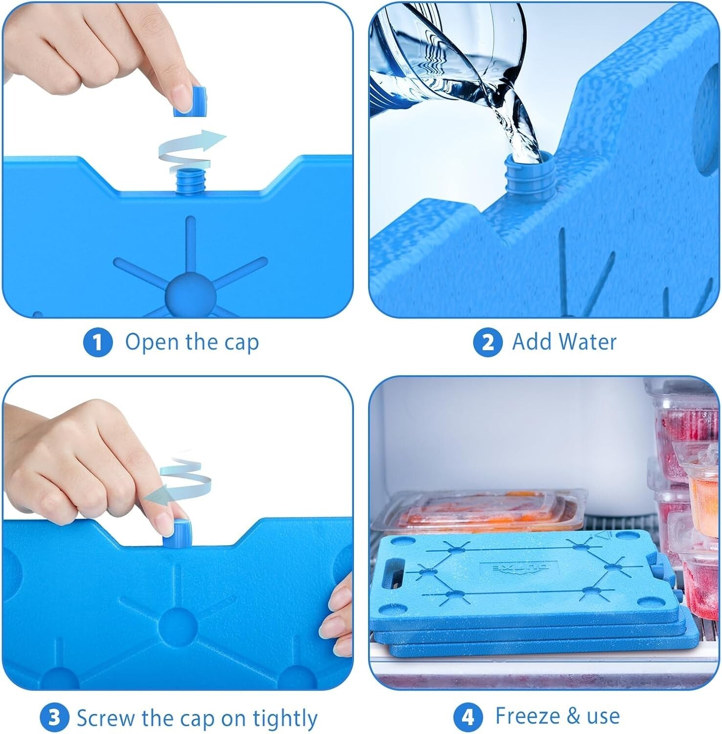 BPA-Free Ice Packs for Coolers - 18-Hour Cold Retention - 0.6 Inch Slim