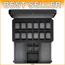 Load image into Gallery viewer, Modern 12-Slot Watch and Jewelry Organizer with Microsuede Liner, Black/Grey