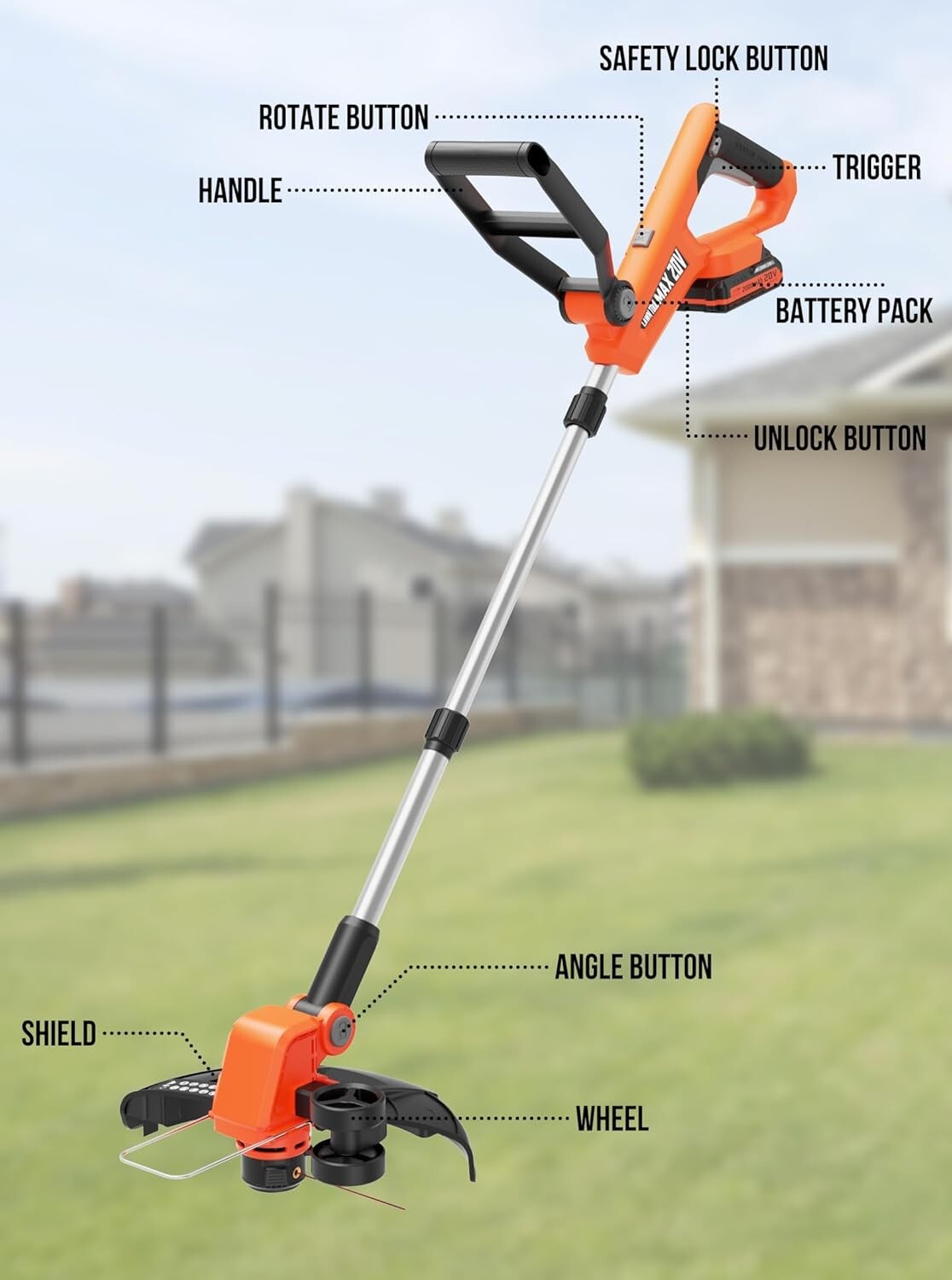 20V 12" Cordless String Trimmer & Edger with Auto Feed - 2 Batteries Included