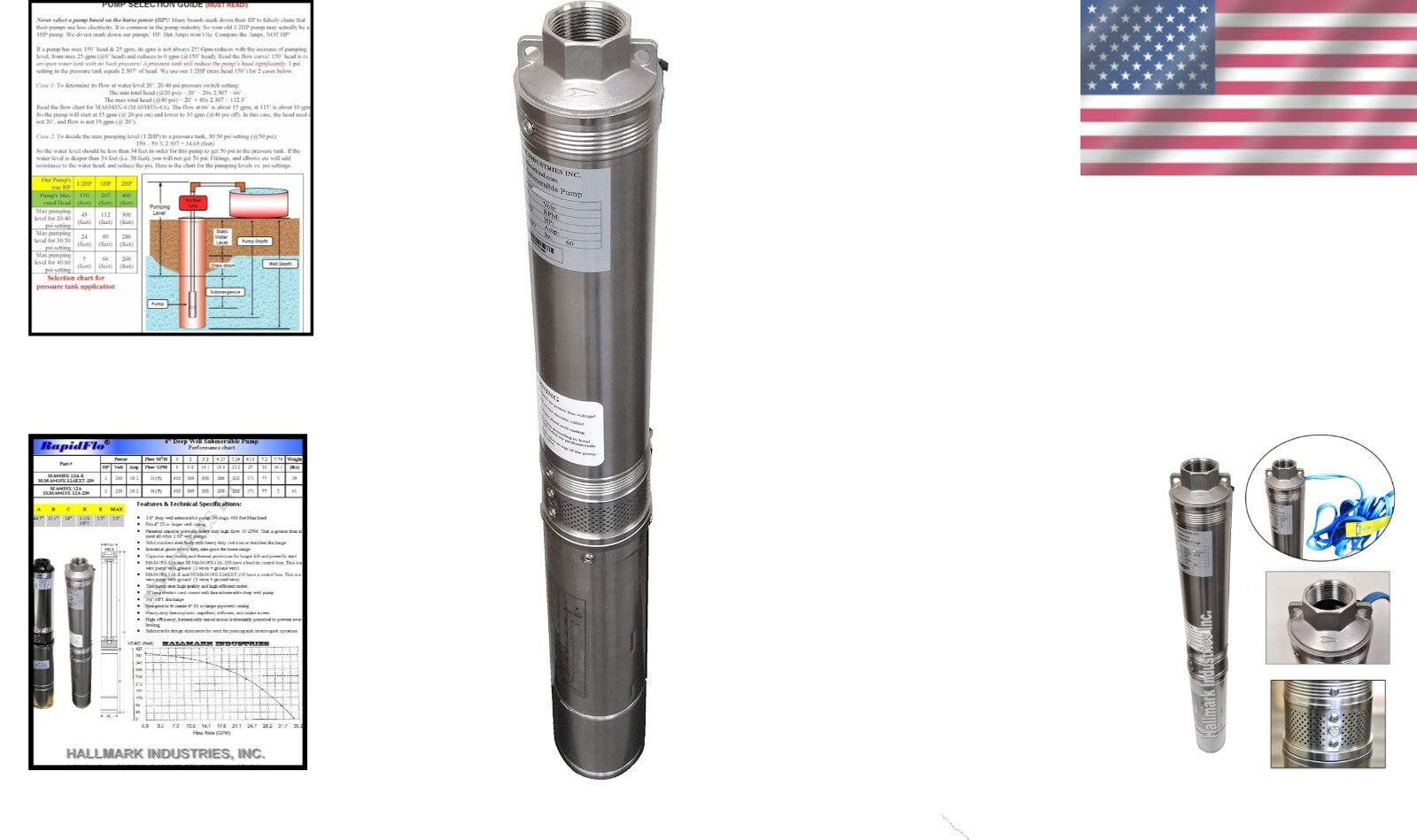 Efficient 2HP Deep Well Pump - 35 GPM with Thermal Protection & Stainless Steel