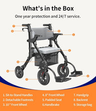 Load image into Gallery viewer, Folding 2-in-1 Walker Wheelchair for Seniors - Portable, Durable &amp; All Terrain