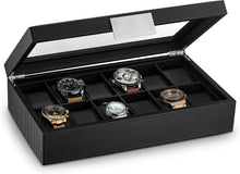 Load image into Gallery viewer, Sophisticated Men's Watch Box - 12 Slots for Luxury Timepieces in Black