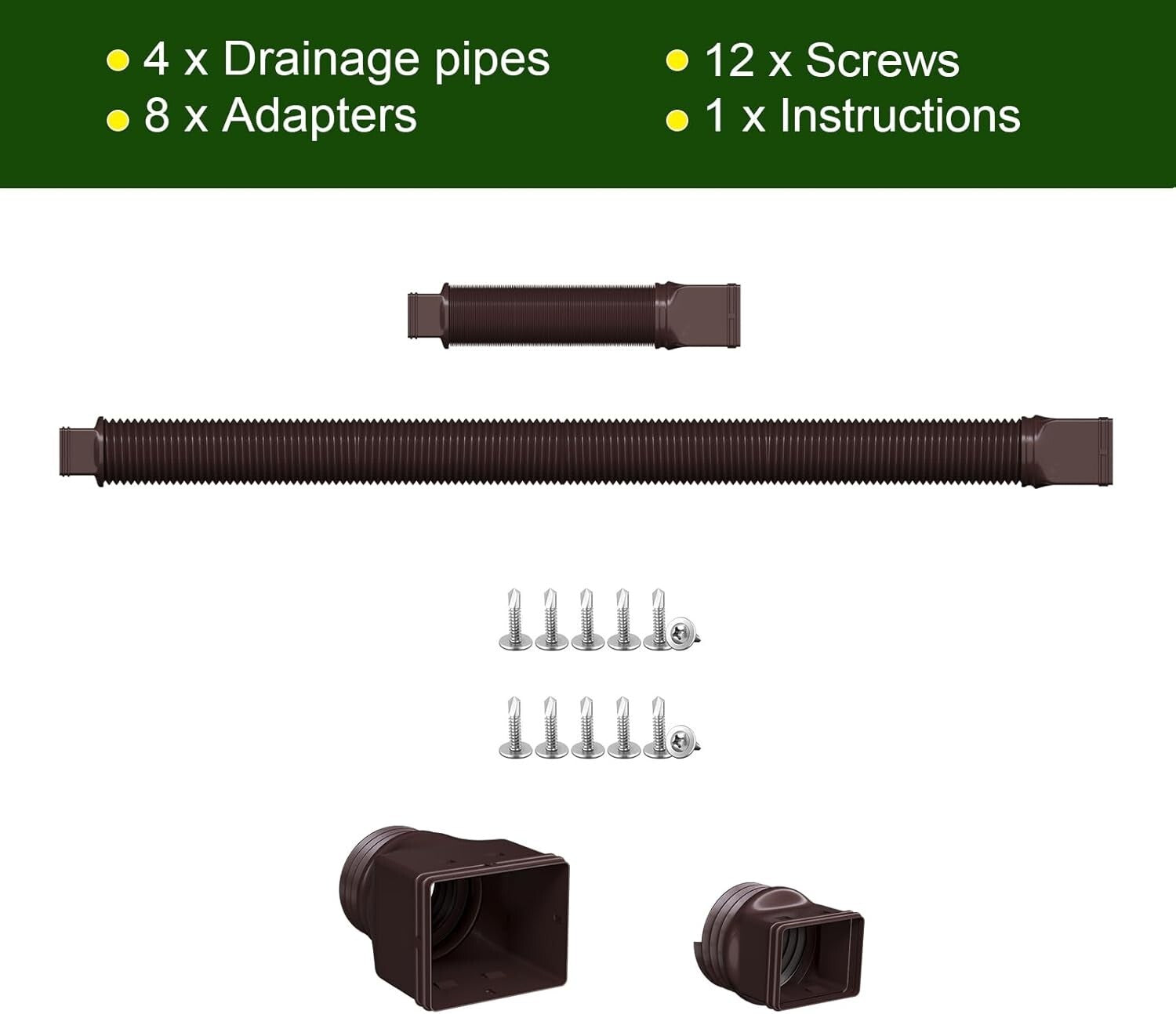 4-Pack Rain Gutter Downspout Extensions - Flexible, Durable & Easy to Install