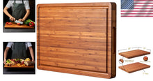 Load image into Gallery viewer, Heavy-Duty XL Bamboo Cutting Board with Juice Groove - Perfect for Entertaining