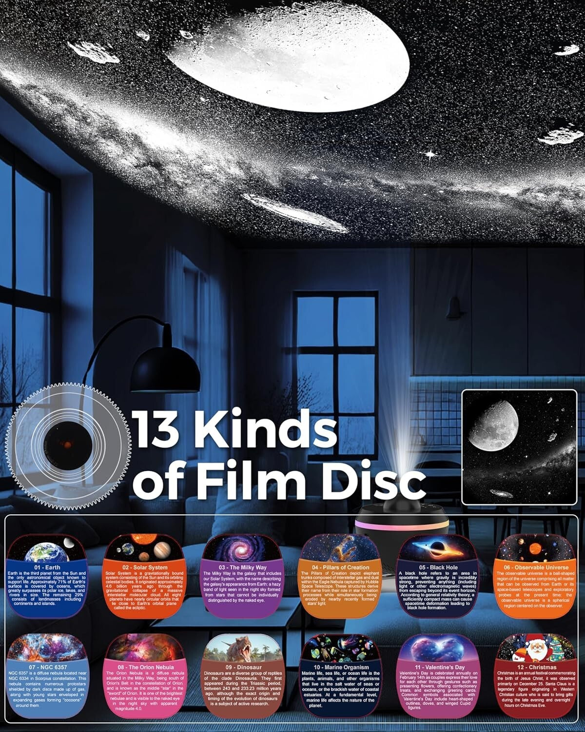 Galaxy Projector - 13-in-1 Planetarium Star Projector for Enchanting Bedrooms