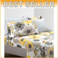 Load image into Gallery viewer, Soft Microfiber Floral Sheet Set - 6 Piece Queen Bedding in Chic Watercolors