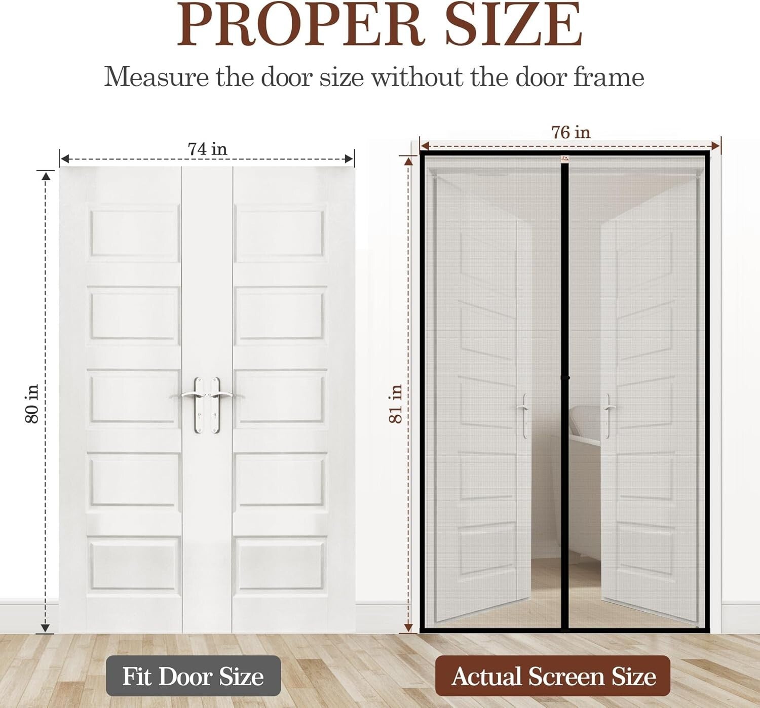 Easy-Install Magnetic Screen Door, Fits 74" x 80" - Enjoy Fresh Air Effortlessly