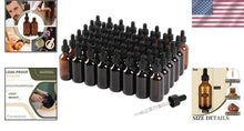 Load image into Gallery viewer, Multi-Purpose 2oz Amber Glass Dropper Bottles - 48 Durable Reusable Containers