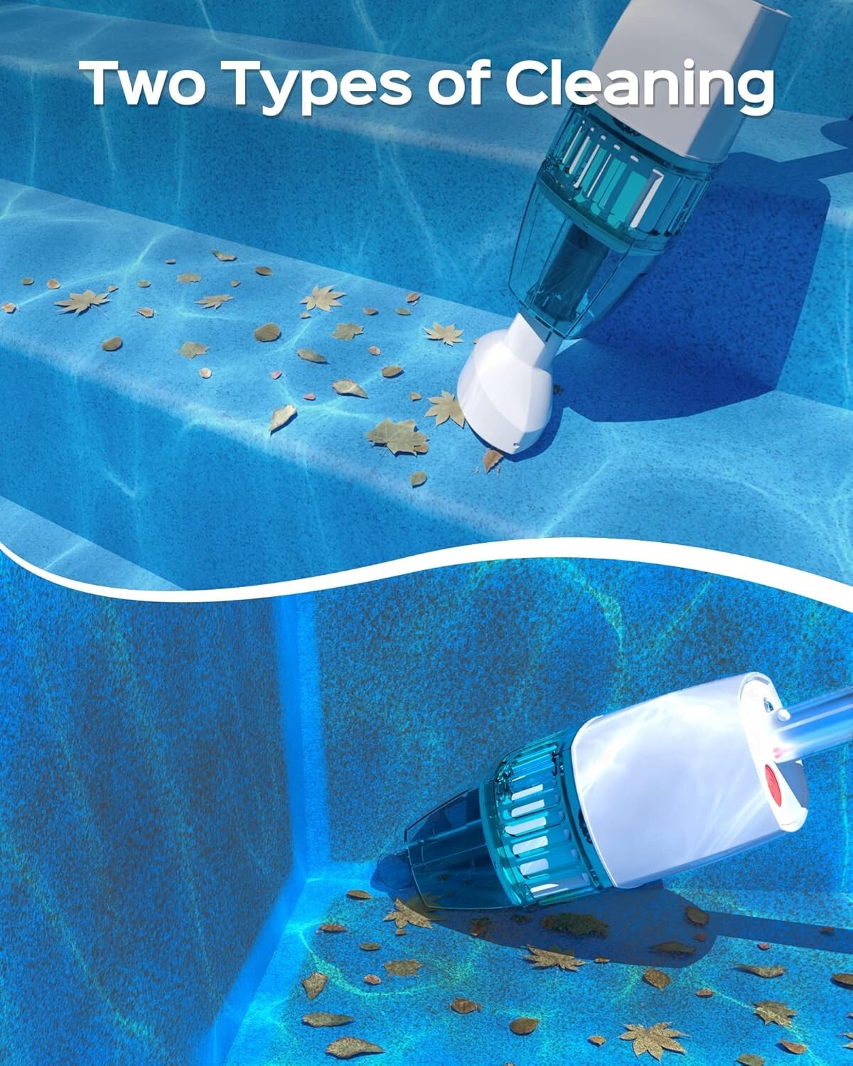 2024 Handheld Cordless Pool Vacuum with Dual Brush Heads for Effortless Cleaning