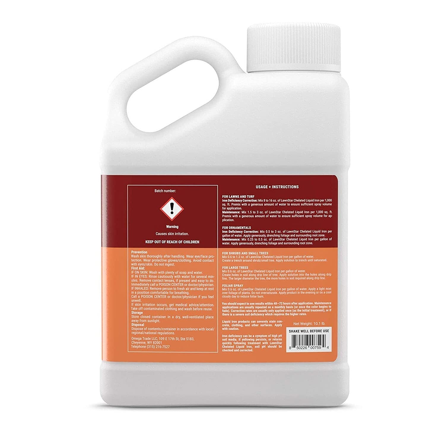 American-Made Liquid Iron 1 Gallon - Treat Yellowing Leaves & Promote Growth