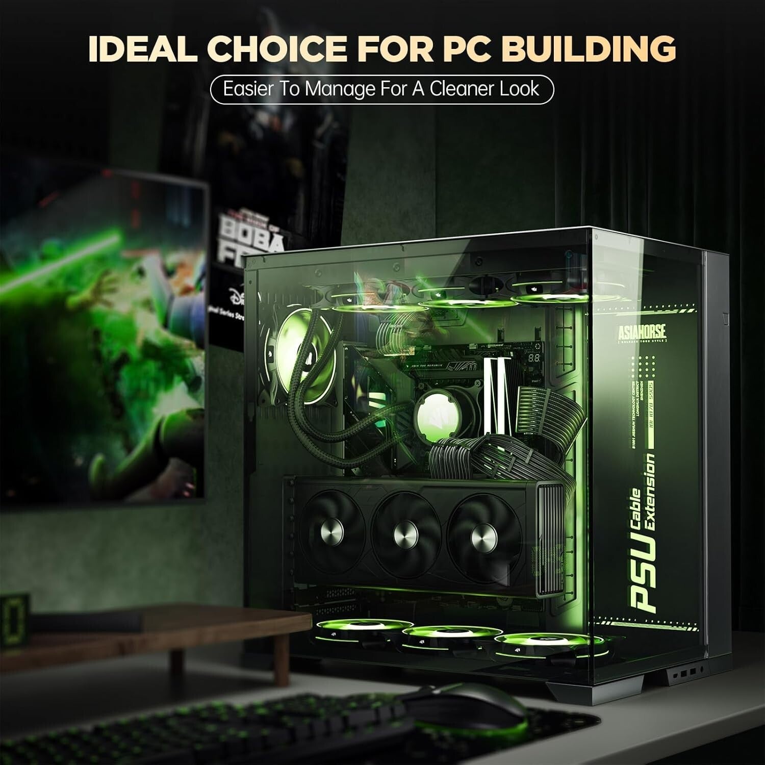 Gold-Plated PSU Extension Kit - Durable 16AWG Cables for High-Performance GPUs