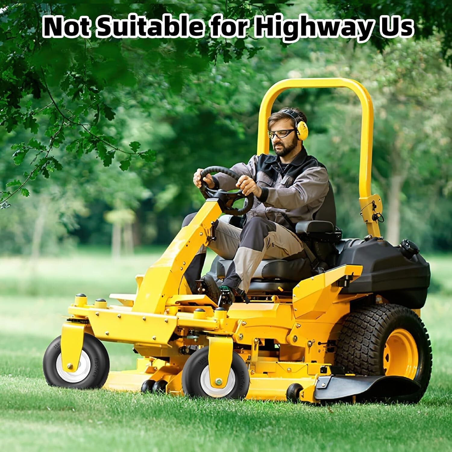 All-Terrain 11x4-5 Flat Free Lawn Mower Tires, 350 Lbs Capacity - Universal Fit