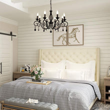 Load image into Gallery viewer, Stunning 8-Light Vintage Chandelier - Adjustable Dimming, Black &amp; Crystal Finish