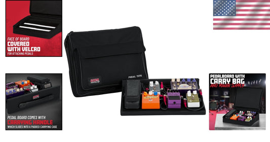 Durable Black Tolex Guitar Pedal Board with Built-In Power and Nylon Carry Case