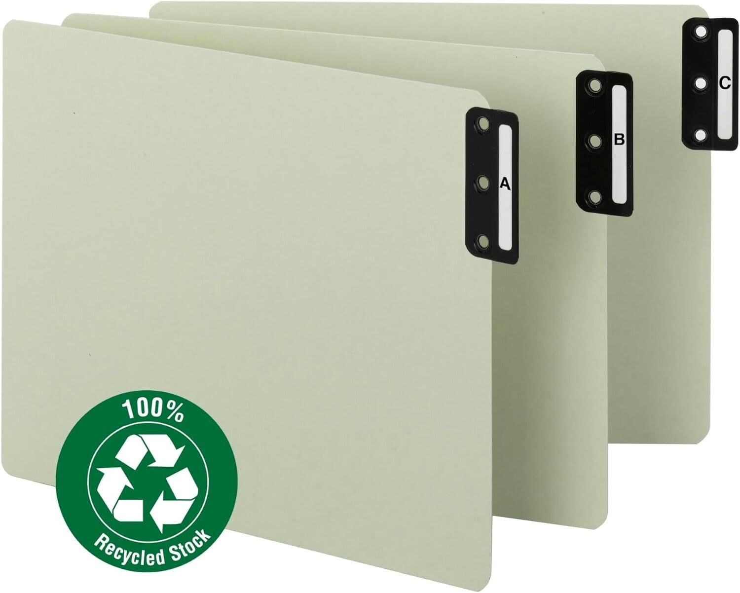 Durable Letter Size Filing Guides with Metal Vertical Tabs - 25 Pack, Gray/Green