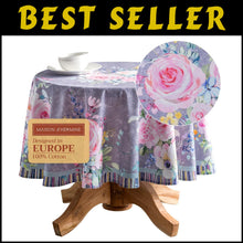 Load image into Gallery viewer, Versatile 69" Round Cotton Tablecloth - Sweet Rose Lavender for Dining &amp; Parties